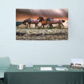 Banderoles Trois chevaux en cavale dans l'océan (Salon professionnel)