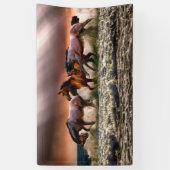 Banderoles Trois chevaux en cavale dans l'océan (Vertical)