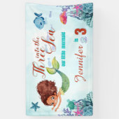 Banderoles Trois dans la mer Filles de sirène 3e anniversaire (Vertical)
