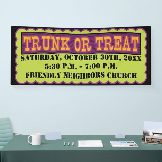 Banderoles Tronc ou festin orange, noir et vert (Salon professionnel)