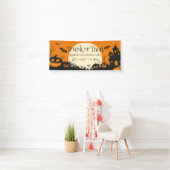 Banderoles Tronc ou traitement Haunted Halloween Party (En situation)