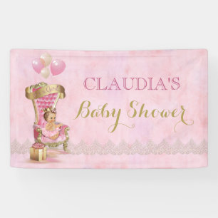 Banderoles Trône de princesse Crown Gold Pink Royal de bébé