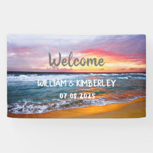 Banderoles Tropical Beach Ocean Waves Sunset Mariage élégant