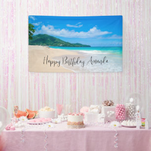 Banderoles Tropical Beach Pittoresque Photo Anniversaire