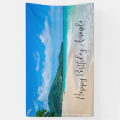 Banderoles Tropical Beach Pittoresque Photo Anniversaire (Vertical)