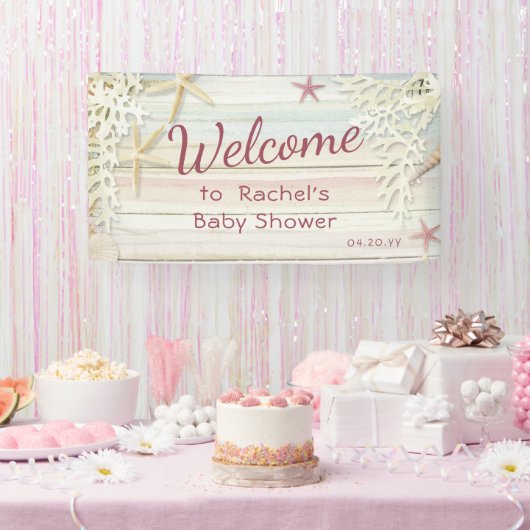 Banderoles Tropical Beach Seashell Baby shower moderne Boho (Fête)