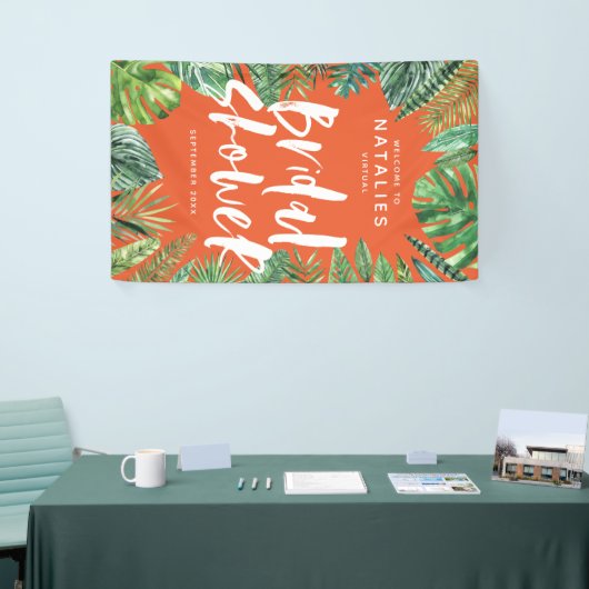 Banderoles Tropical feuille de palme script nuptiale virtuell (Salon professionnel)
