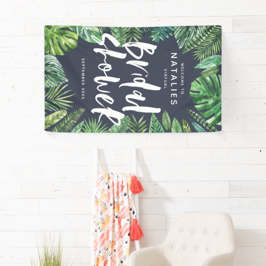 Banderoles Tropical feuille de palme script nuptiale virtuell (En situation)