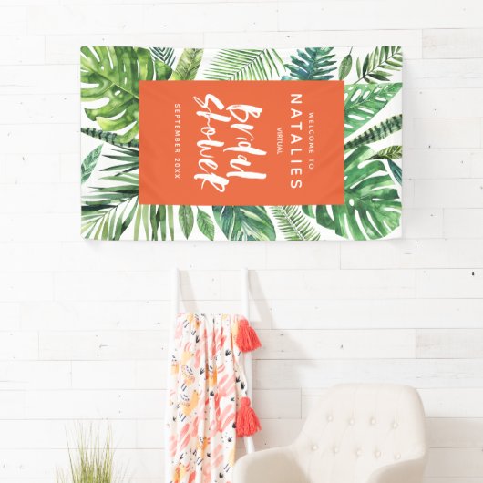 Banderoles Tropical feuille de palme script nuptiale virtuell (En situation)