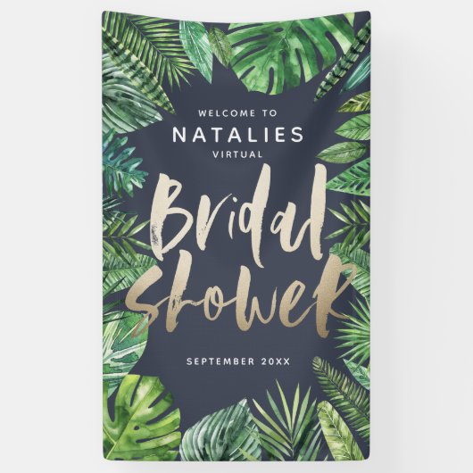 Banderoles Tropical feuille de palme script nuptiale virtuell (Vertical)