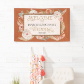 Banderoles Tropical Floral Rose Or Brûlé Orange Pampas Palm (En situation)