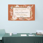 Banderoles Tropical Floral Rose Or Brûlé Orange Pampas Palm (Salon professionnel)