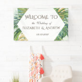 Banderoles Tropical Gold Palm Feuille Mariage d'été (En situation)