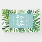 Banderoles Tropical palm leaf & script nuptiale (Horizontal)