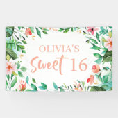 Banderoles Tropical Sweet 16 Aloha Luau Anniversaire (Horizontal)