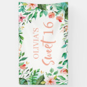 Banderoles Tropical Sweet 16 Aloha Luau Anniversaire (Vertical)