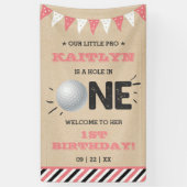 Banderoles Trou en une fille Golf 1er anniversaire Par tee (Vertical)