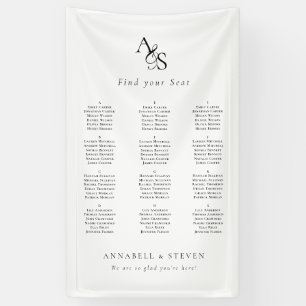 Banderoles Trouvez votre siège ! Monogramme de mariage
