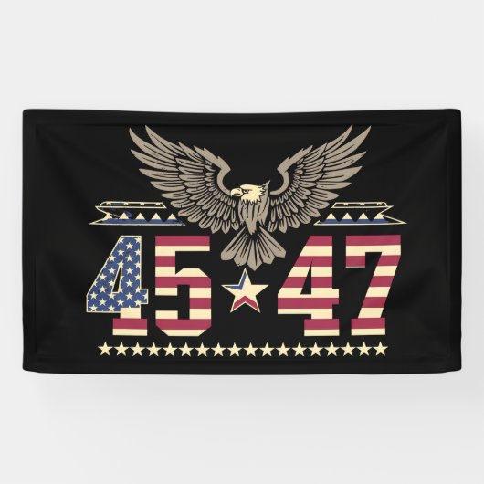 Banderoles Trump 45 47 Drapeau d'aigle américain Vintage (Horizontal)