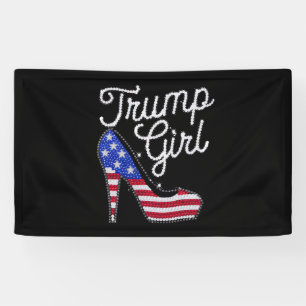 Banderoles Trump Girl High Heel Drapeau américain Bling Patri