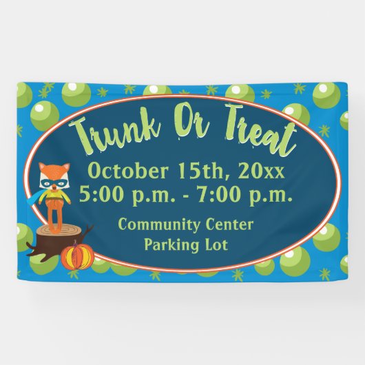 Banderoles Trunk ou Treat With Cute Super Hero Fox (Horizontal)