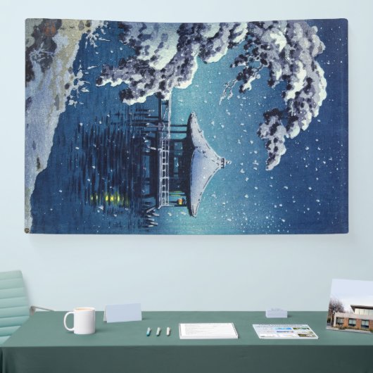 Banderoles Tsuchiya Koitsu - Neige sur l'Ukimido à Katada (Salon professionnel)