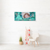 Banderoles Turquoise argent photo parties scintillant papillo (En situation)