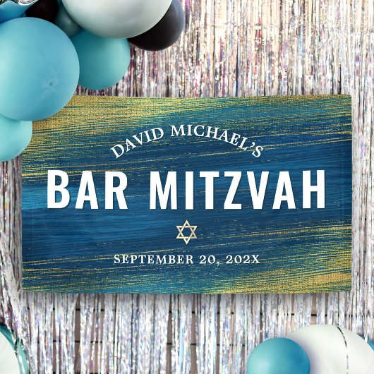 Banderoles Turquoise Bar Mitzvah Or Gras Typographie Moderne