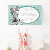 Banderoles Turquoise Bleu Argent Haut talon Chaussure Anniver (En situation)