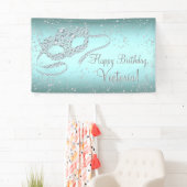 Banderoles Turquoise Blue Masquerade fête d'anniversaire (En situation)