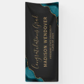 Banderoles Turquoise Gold Agate Dark Félicitations Graduation (Vertical)