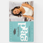 Banderoles Turquoise graduation photo gris casquette audacieu (Vertical)