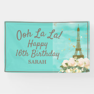 Banderoles Turquoise Menthe Or Douce 16 Paris Tour Eiffel