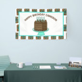 Banderoles Turquoise personnalisé et Brown Joyeux anniversair (Salon professionnel)