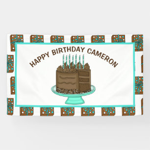 Banderoles Turquoise personnalisé et Brown Joyeux anniversair