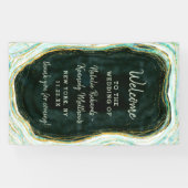 Banderoles Turquoise Vert & Or Agate Marbre Mariage Bienvenue (Horizontal)