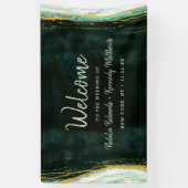 Banderoles Turquoise Vert & Or Agate Marbre Mariage Bienvenue (Vertical)