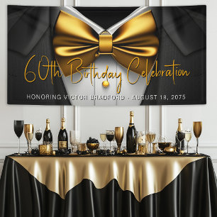 Banderoles Tuxedo Noir et Or Anniversaire pour Hommes