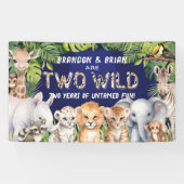Banderoles Twin Navy Blue Two Wild Safari Thème fond (Horizontal)