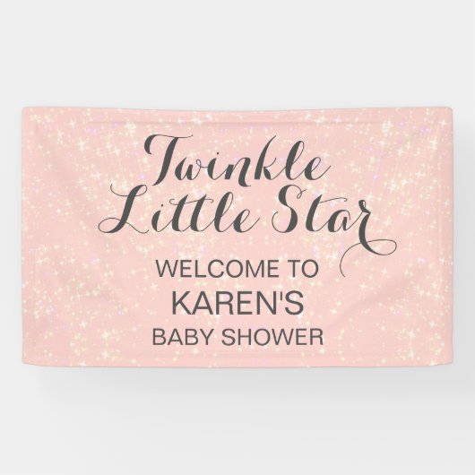 Banderoles Twinkle Little Star Blush Baby shower rose (Horizontal)