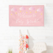 Banderoles Twinkle Sprinkle rose Baby Girl Douche Bienvenue (En situation)