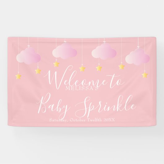 Banderoles Twinkle Sprinkle rose Baby Girl Douche Bienvenue (Horizontal)