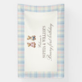 Banderoles Twins Beary First Teddy Bear Birthday Banner (Verticale)