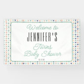 Banderoles Twins Modern Twins Baby shower Bienvenue (Horizontal)