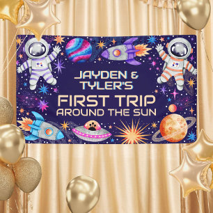 Banderoles Twins Premier voyage autour du Soleil Astronaut Ga