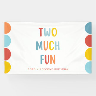 Banderoles Two Much Fun 2nd Birthday Party Banner