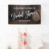 Banderoles Typographie de Fête des mariées Baril de bois rust (En situation)