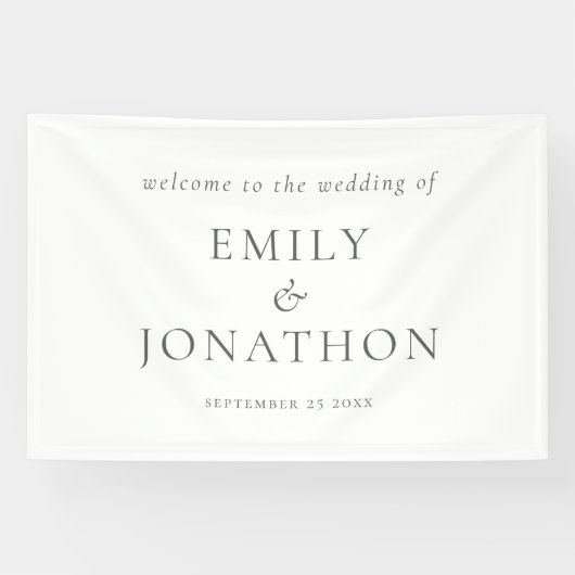Banderoles Typographie gris moderne Bienvenue au Mariage (Horizontal)