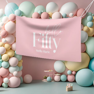 Banderoles Typographie minimaliste moderne girly rose 50e ann