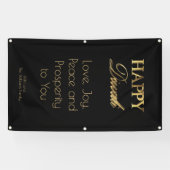 Banderoles Typographie noire élégante heureuse d'or de Diwali (Horizontal)